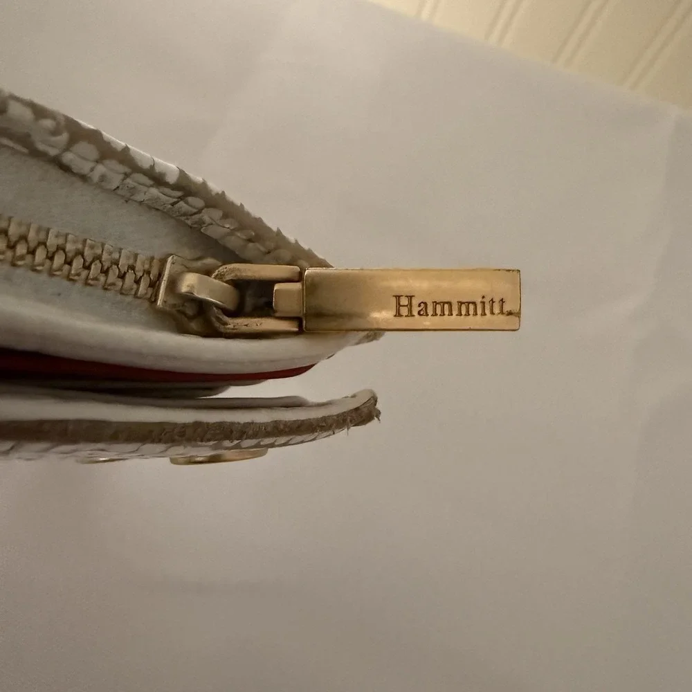 Hammitt 110 North Soft Leather Bifold Long Wallet White Crackle Gold Hardware - Picture 7 of 14